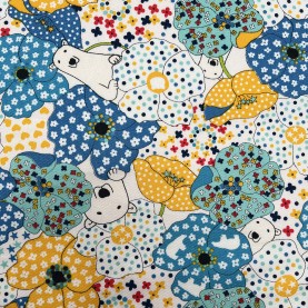 Kobayashi Japansk stof - Kipper kraftig bomuld metervarer syning produktfoto stoffet er med blomster print og sælges i metermål