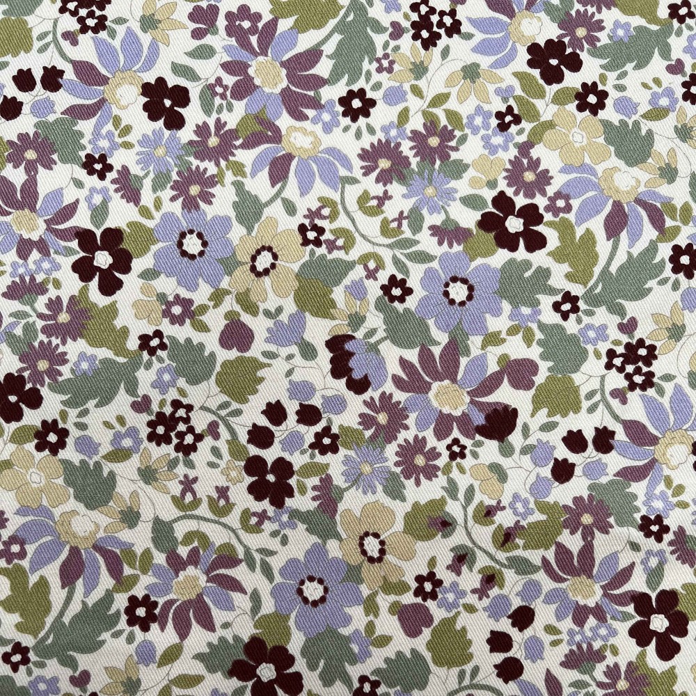 Kobayashi Japansk stof - Kipper kraftig bomuld metervarer syning produktfoto stoffet er med blomster print og sælges i metermål