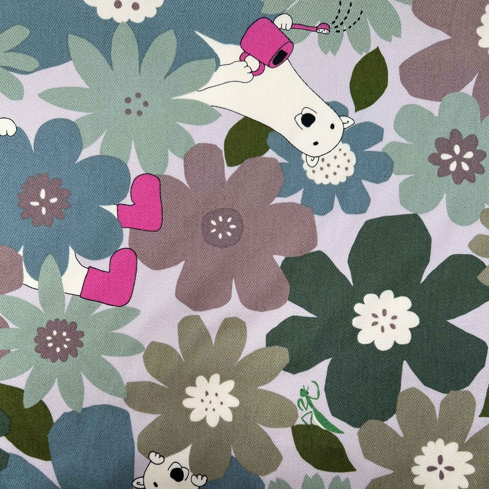 Kobayashi Japansk stof - Kipper kraftig bomuld metervarer syning produktfoto stoffet er med blomster print og sælges i metermål