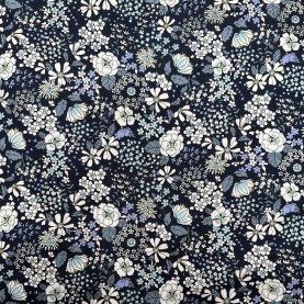 Kobayashi Japansk stof - Poplin bomuld metervarer syning produktfoto stoffet er med blomster print og sælges i metermål
