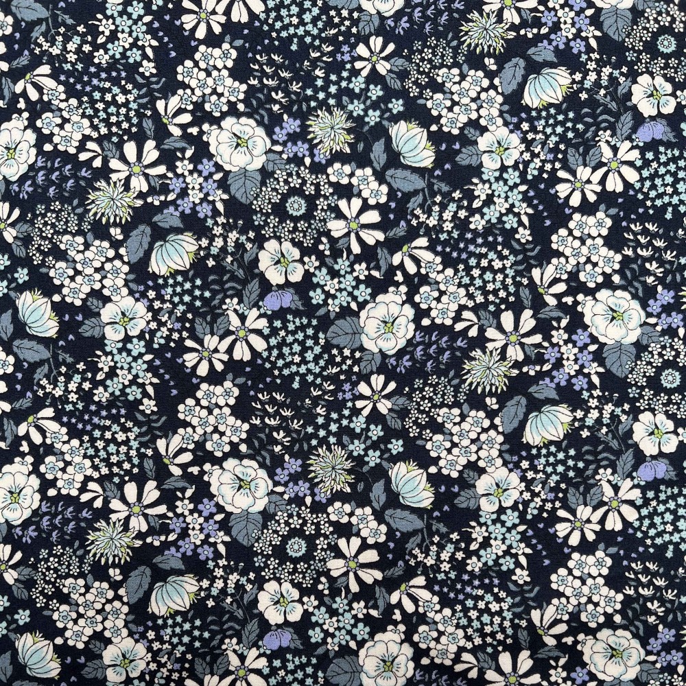 Kobayashi Japansk stof - Poplin bomuld metervarer syning produktfoto stoffet er med blomster print og sælges i metermål