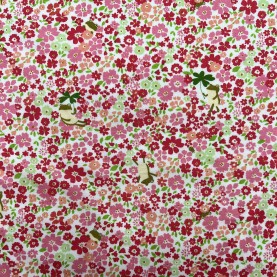 Kobayashi Japansk stof - Poplin bomuld metervarer syning produktfoto stoffet er med blomster print og sælges i metermål