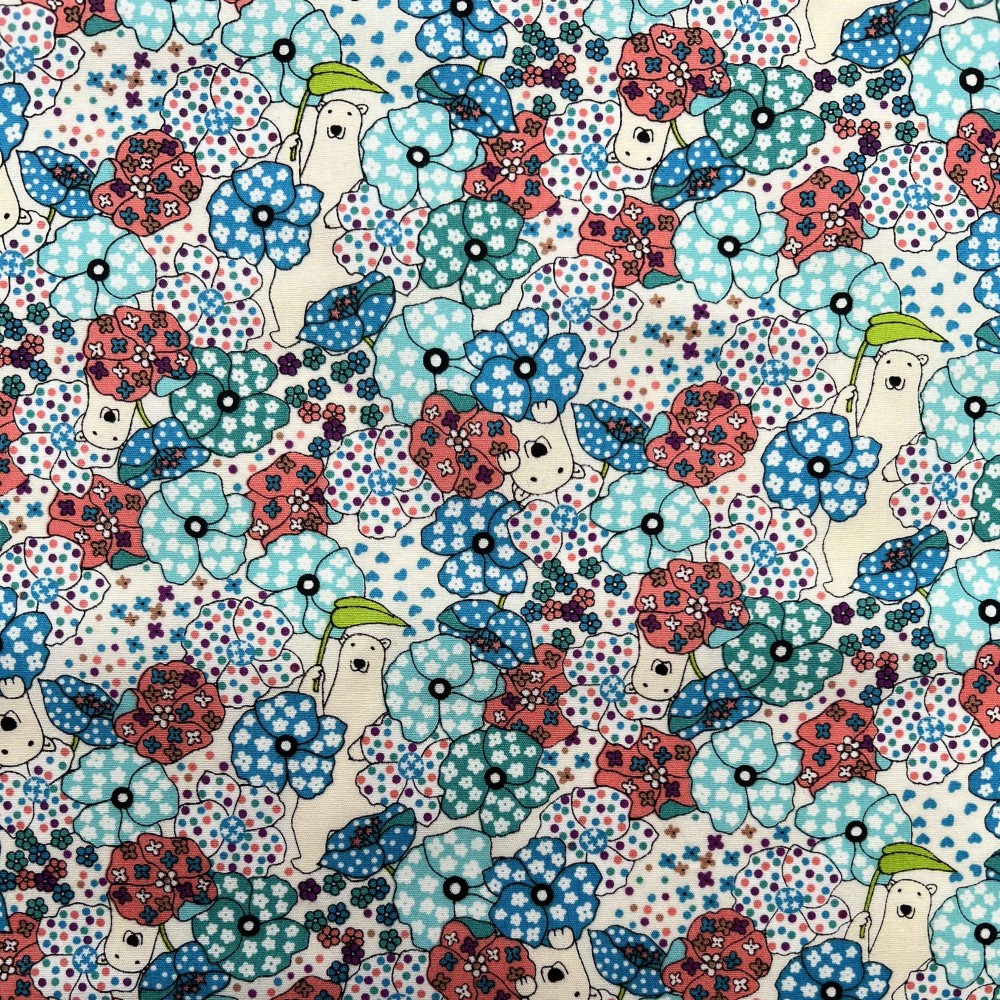 Kobayashi Japansk stof - Poplin bomuld metervarer syning produktfoto stoffet er med blomster print og sælges i metermål Kobayashi Japansk stof - Poplin bomuld metervarer syning produktfoto stoffet er med blomster print og sælges i metermål