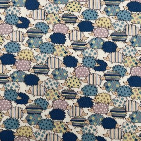 Kobayashi Japansk stof - Kipper kraftig bomuld metervarer syning produktfoto stoffet er med blomster print og sælges i metermål